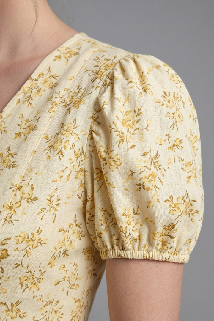 Tricia Floral Pleated V Neck Mini Dress