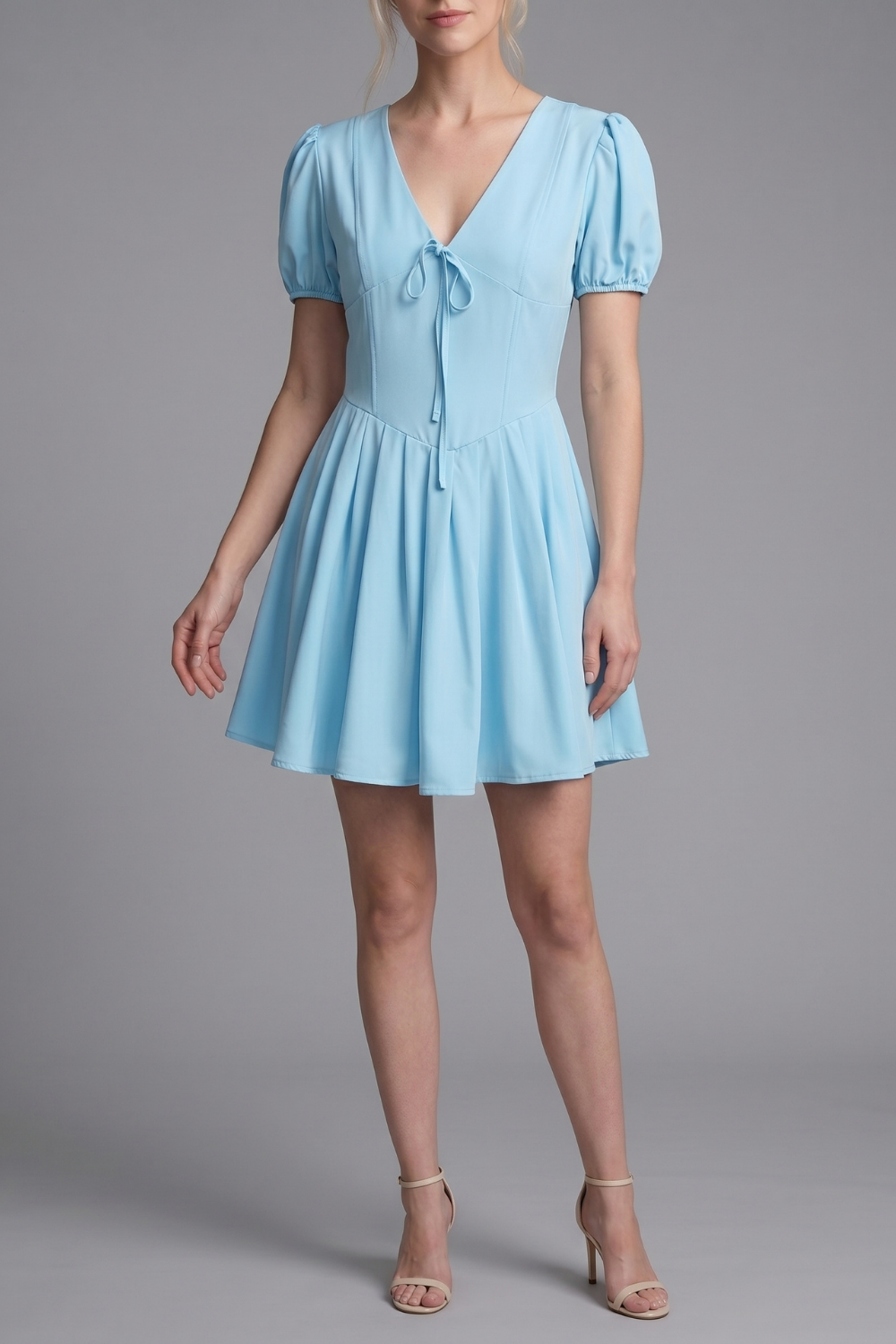Tricia Floral Pleated V Neck Mini Dress