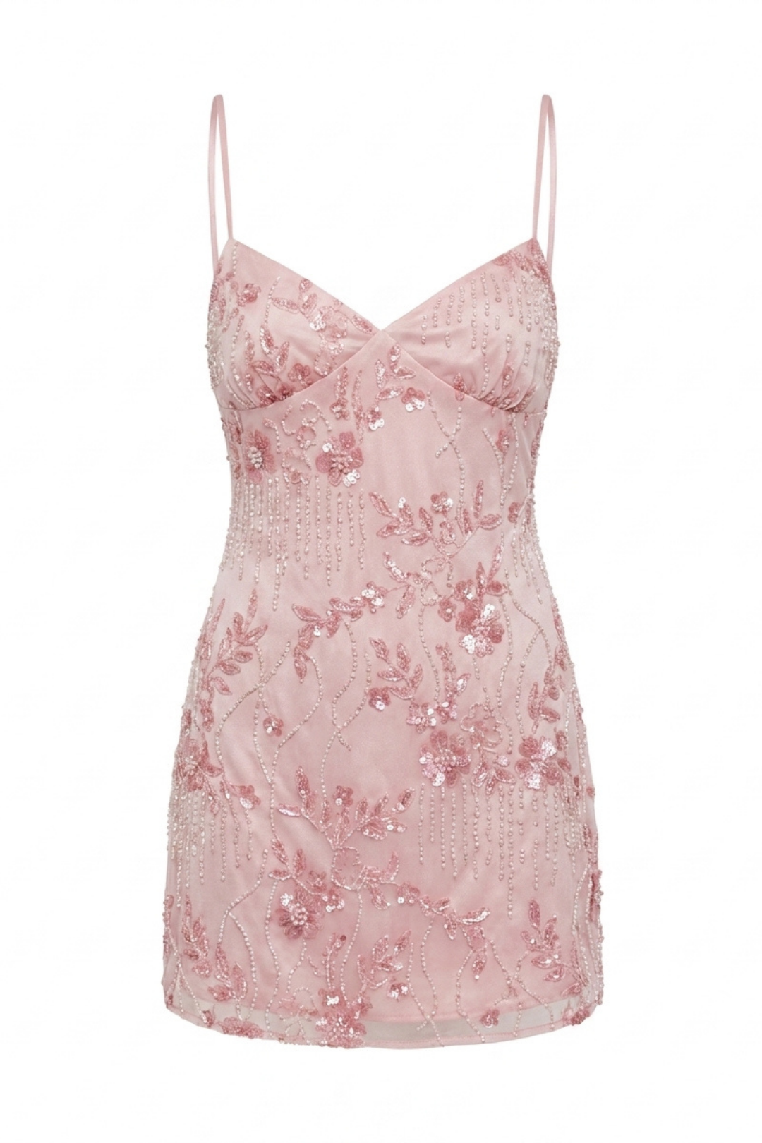 Cami Floral Beaded Sequin Mini Dress