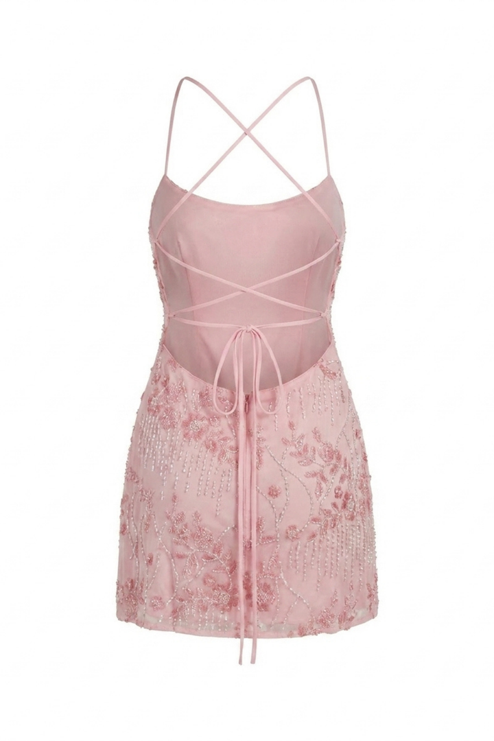 Cami Floral Beaded Sequin Mini Dress