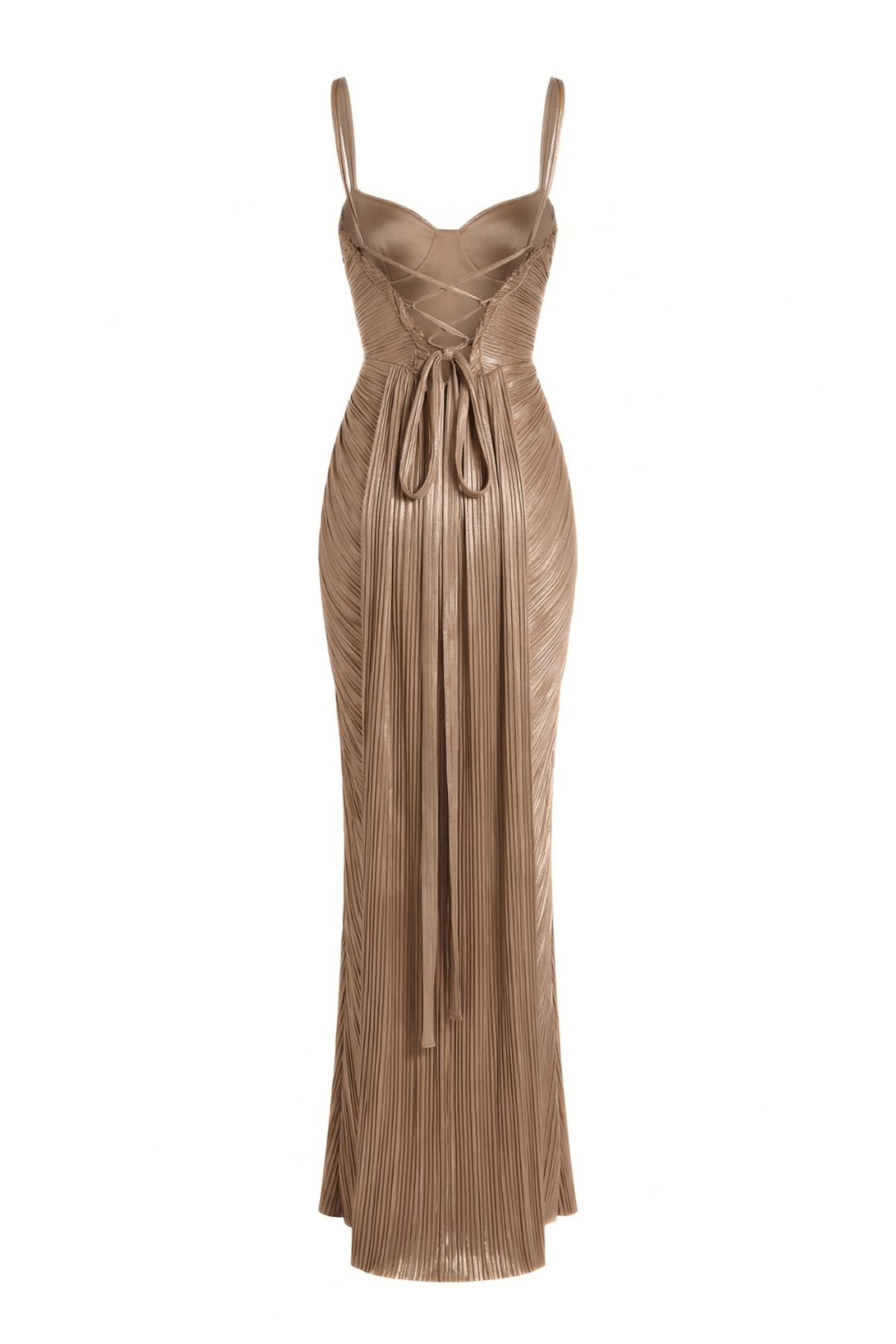 Aurelia Gloss Pleated Corset Gown