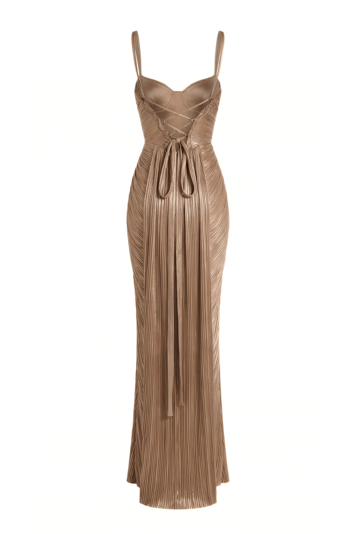 Aurelia Gloss Pleated Corset Gown