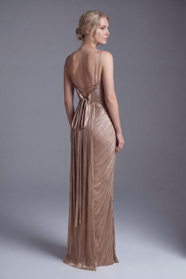 Aurelia Gloss Pleated Corset Gown