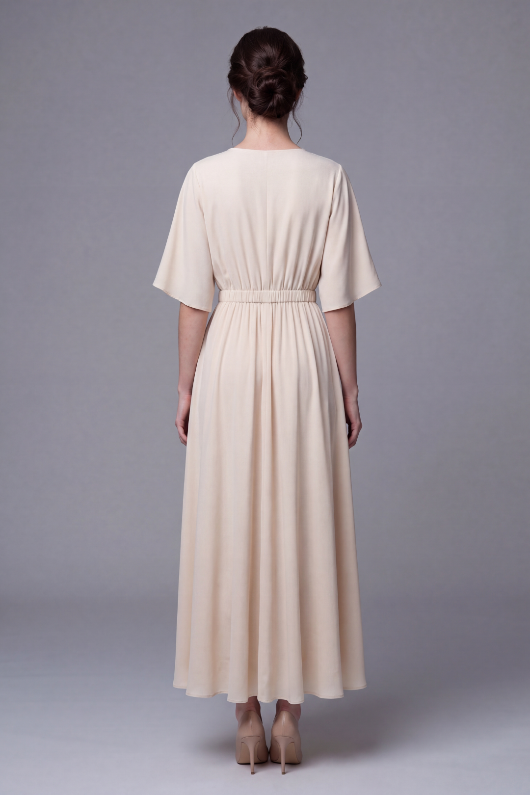 Emma Deep V Cinched Waist Maxi Dress