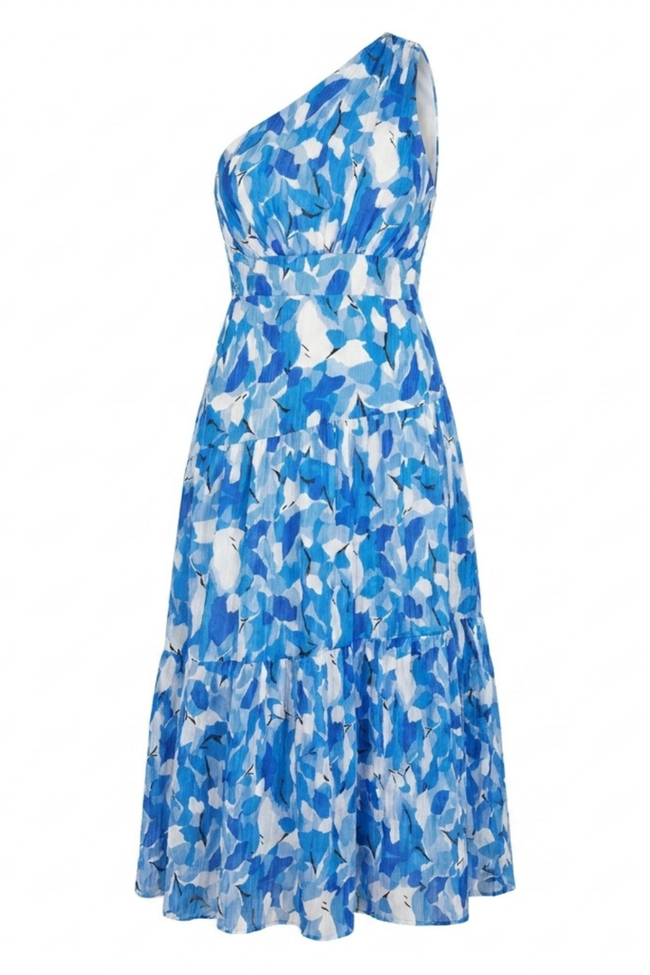 Claudia One Shoulder Tiered Floral Maxi Dress