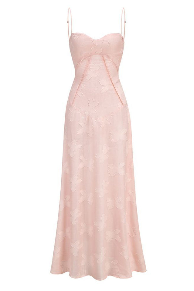 Serena Floral Jacquard Lace Back Maxi Dress