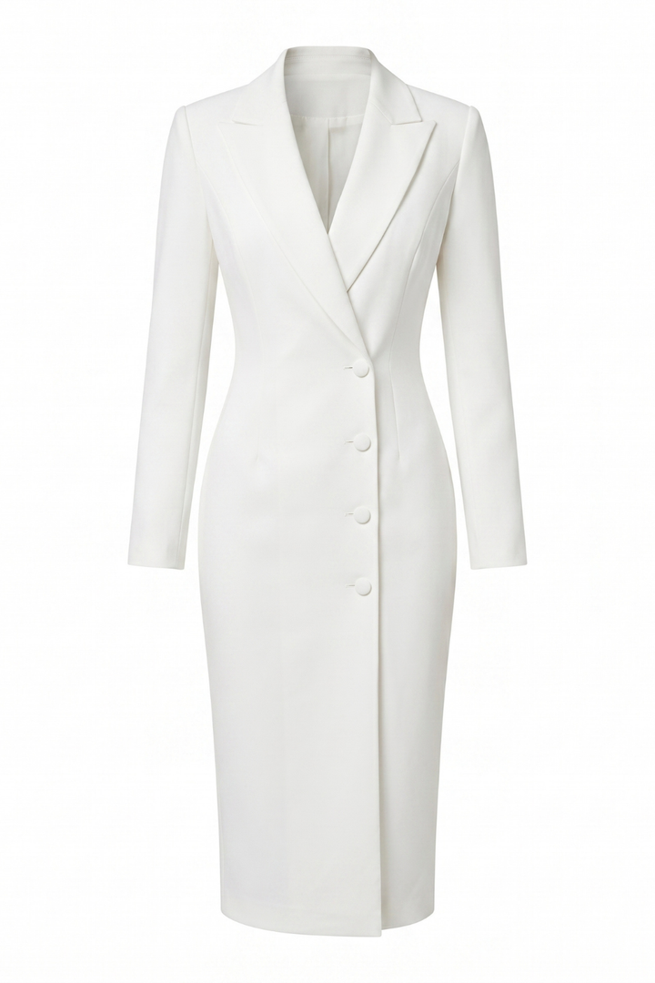 Daphne Lapel Long Sleeve Midi Dress