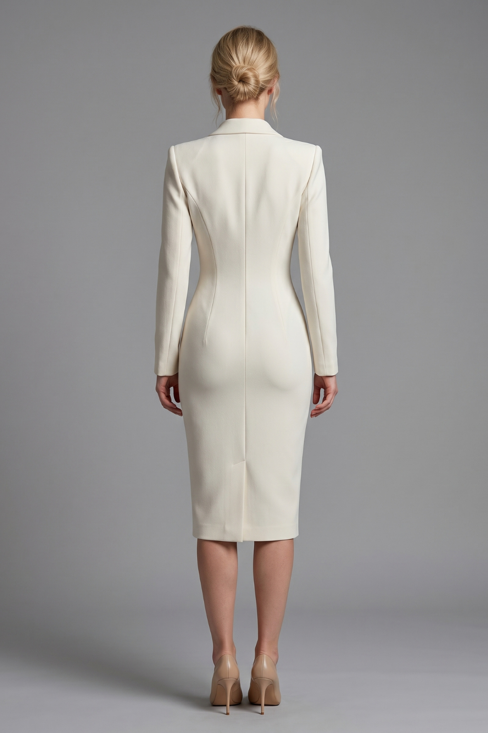 Daphne Lapel Long Sleeve Midi Dress
