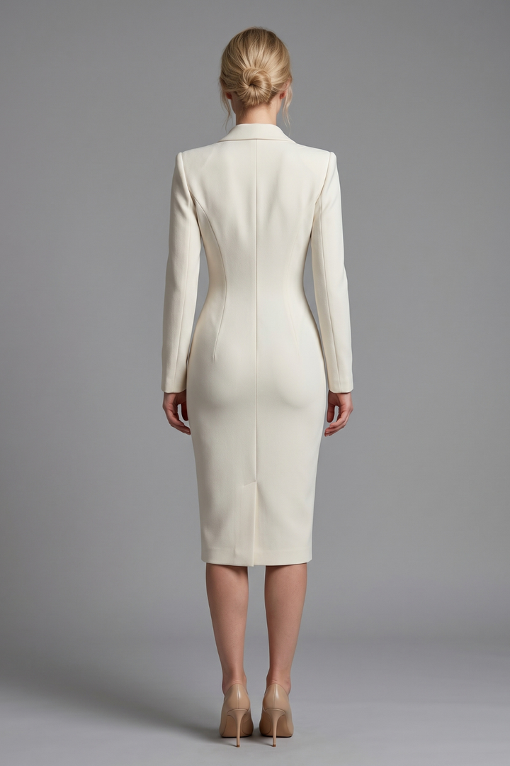 Daphne Lapel Long Sleeve Midi Dress