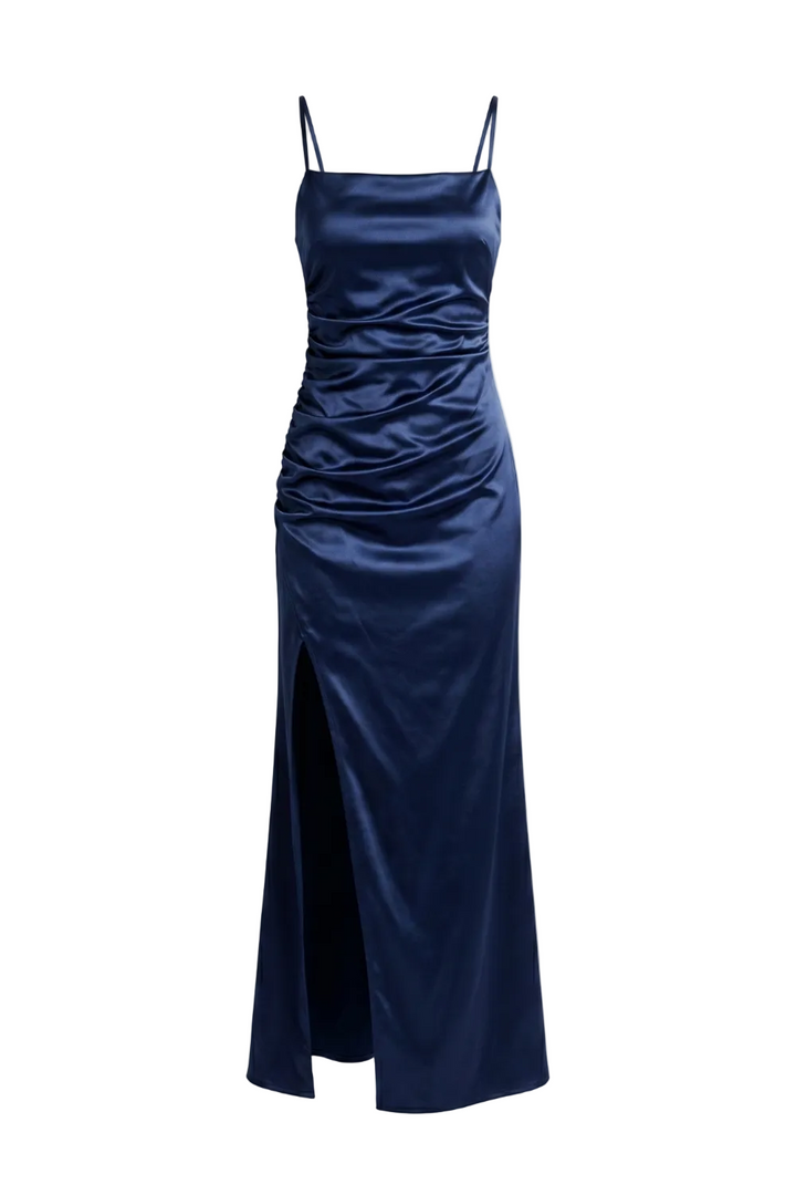 Beatrice Ruched Waist High Slit Maxi Gown