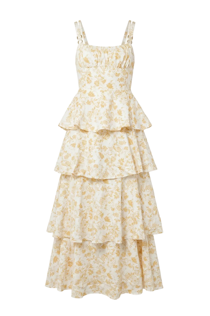 Cynthia Provence Bloom Tiered Floral Midi Dress