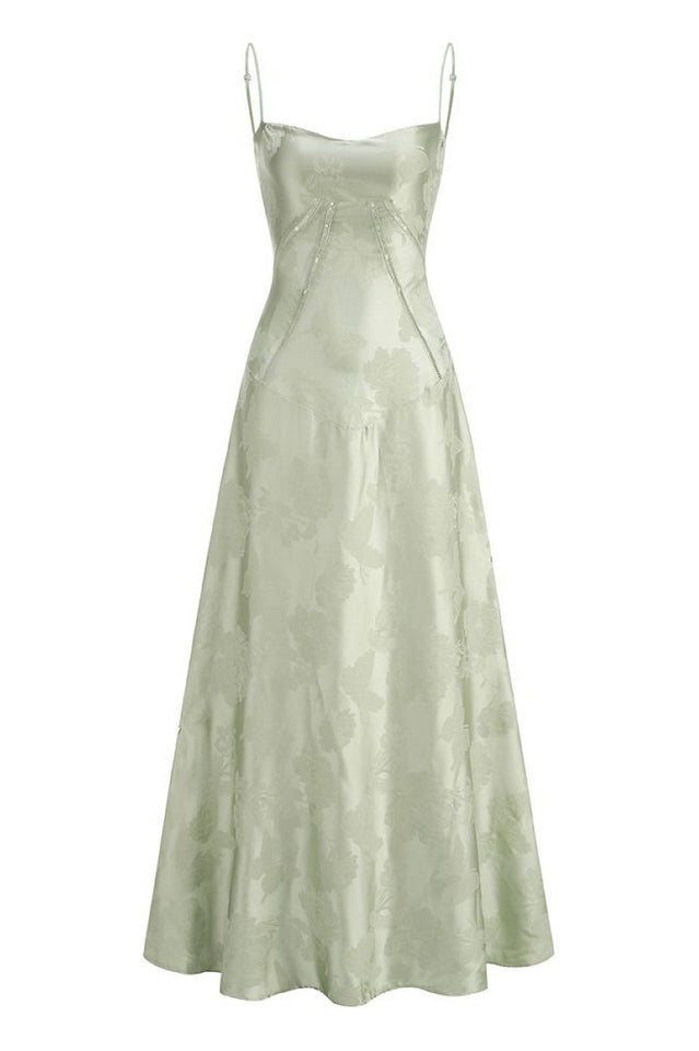 Serena Floral Jacquard Lace Back Maxi Dress