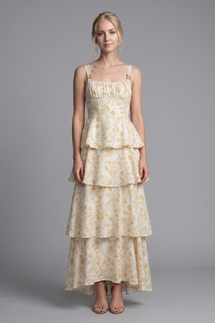 Cynthia Provence Bloom Tiered Floral Midi Dress