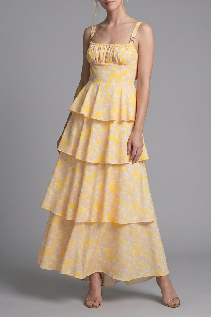 Cynthia Provence Bloom Tiered Floral Midi Dress