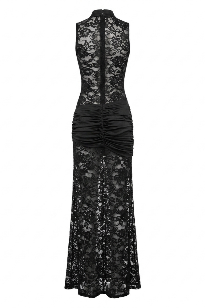 Alexander Saint Lace Fitted Maxi Dress