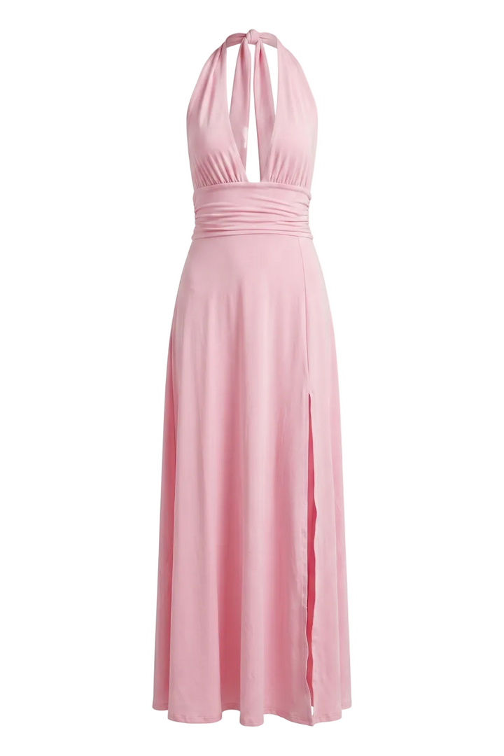 Crystal Ethereal Elegance Halter Slit Maxi Gown