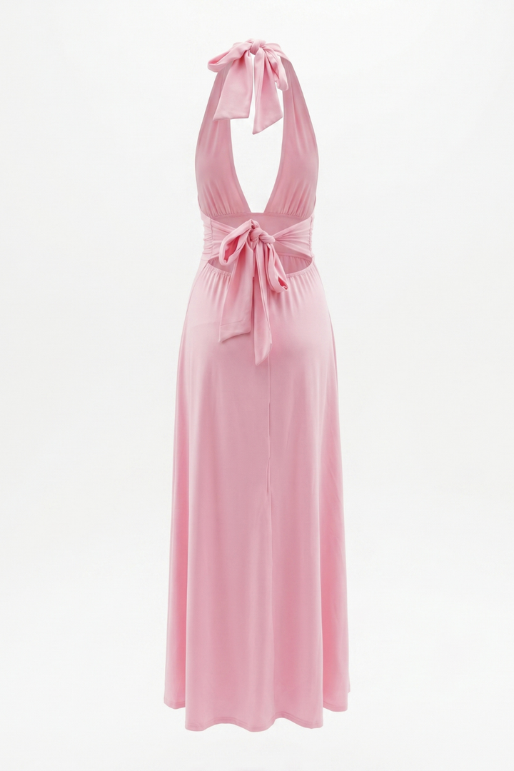 Crystal Ethereal Elegance Halter Slit Maxi Gown