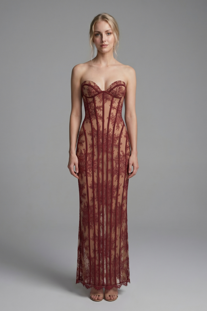 Ursula Floral Lace Off Shoulder Gown
