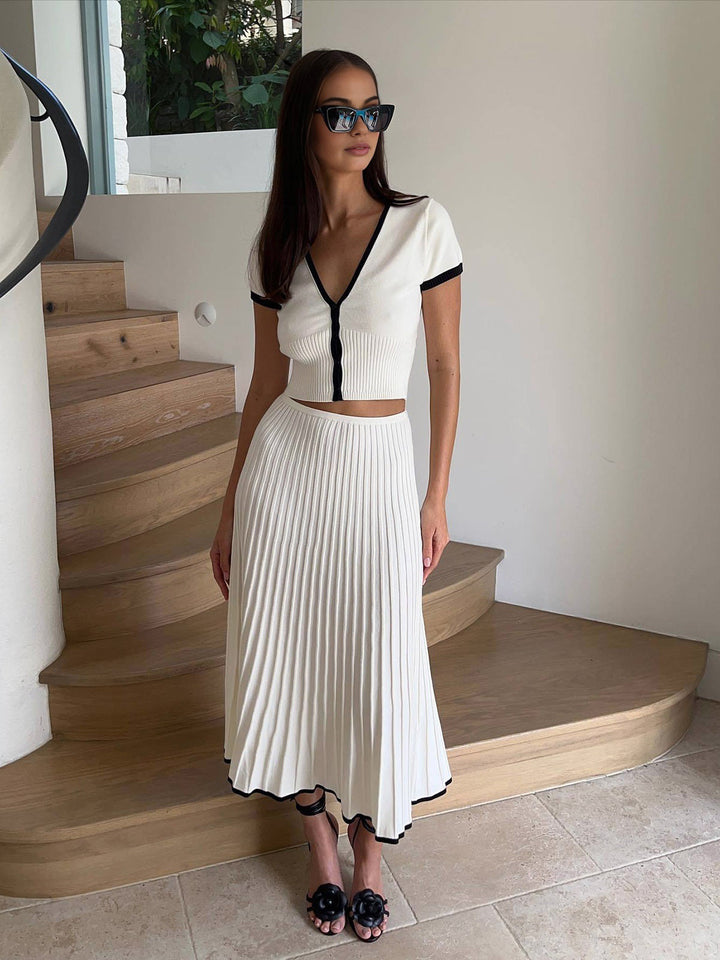 Nora Contrast Trim Knit Skirt Set