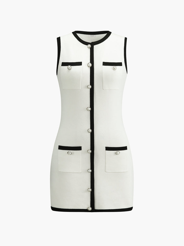Pippa Button Pocket Knit Mini Dress