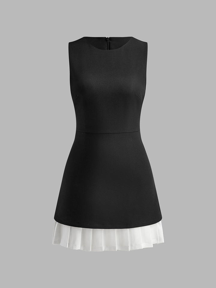 Zara Two-Tone Pleated Mini Dress