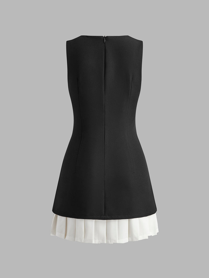 Zara Two-Tone Pleated Mini Dress