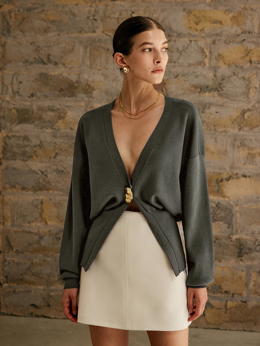 Margot Golden Button Knit Cardigan