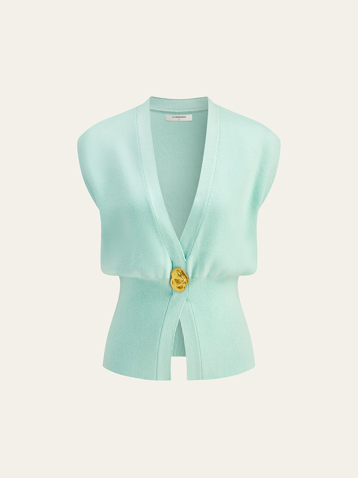 Vera V-Neck Buttoned Knit Vest