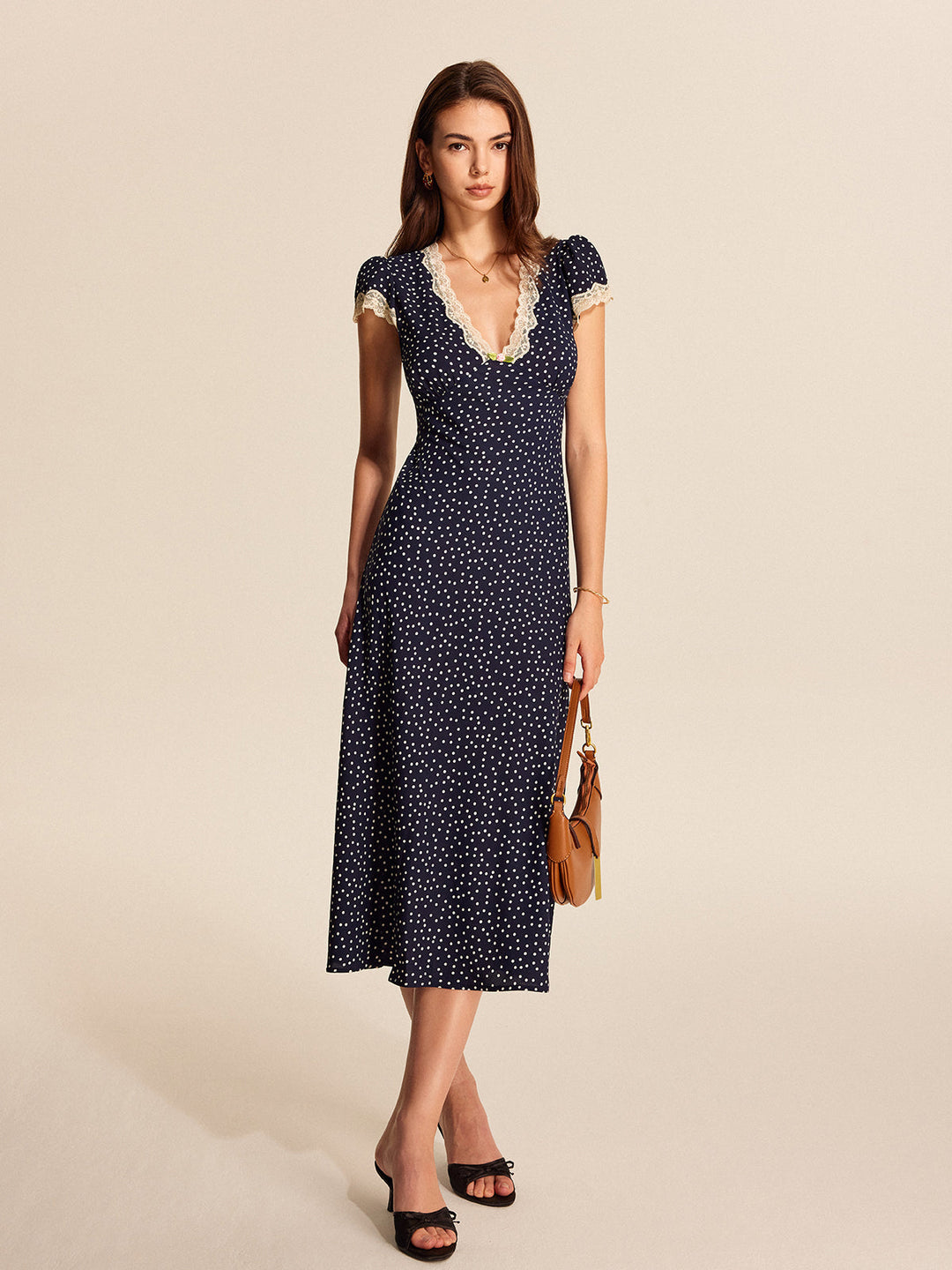 Rosie Polka Dot Lace Trim Mini Dress