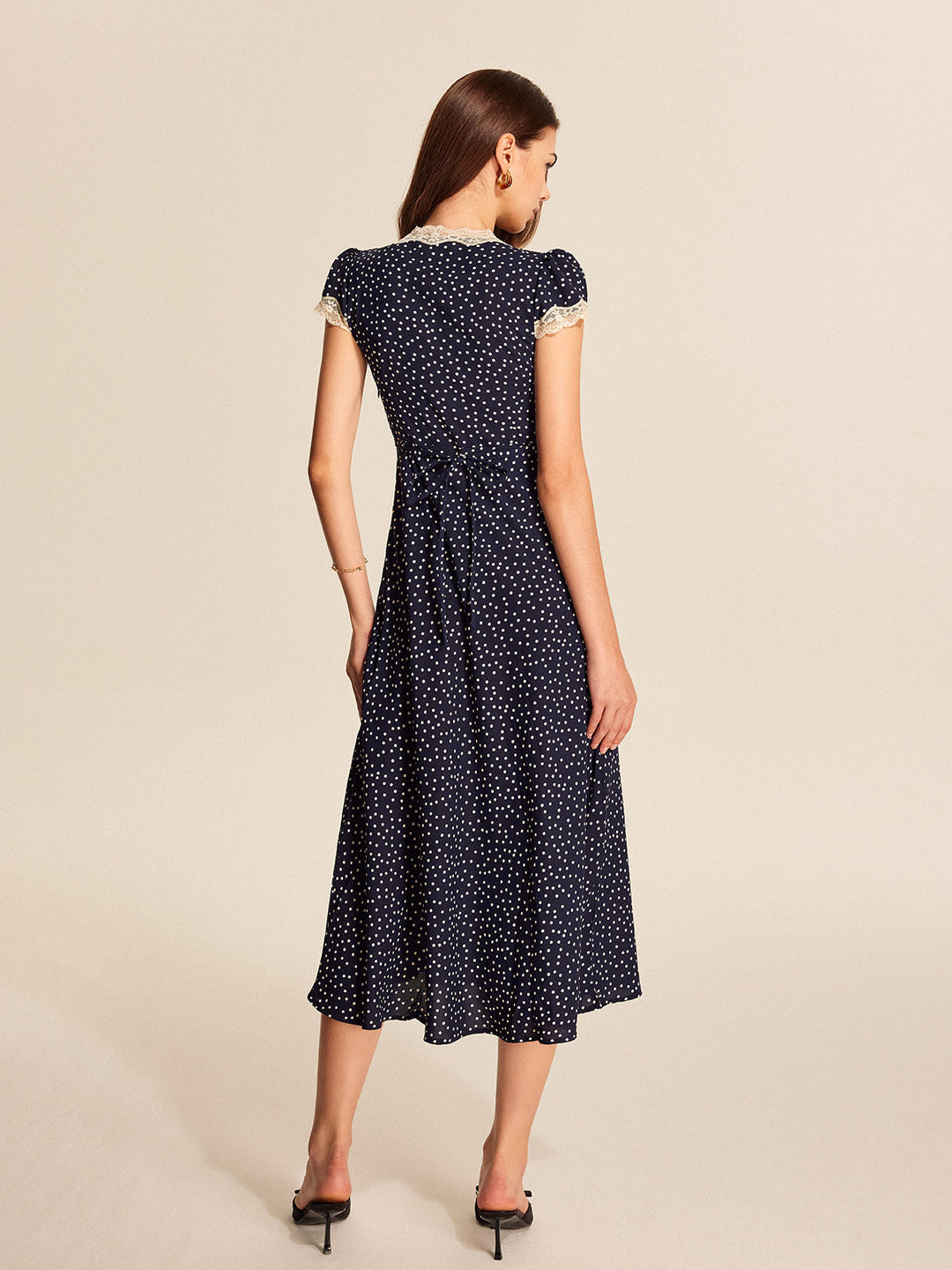 Rosie Polka Dot Lace Trim Mini Dress