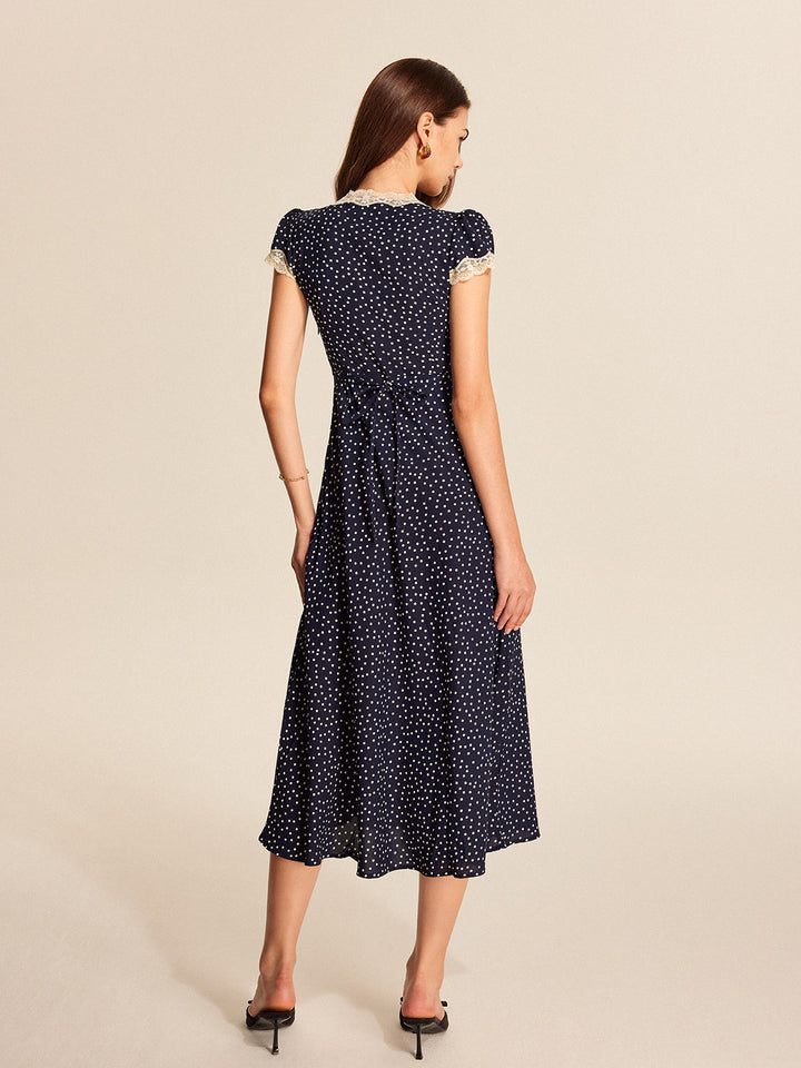Rosie Polka Dot Lace Trim Mini Dress