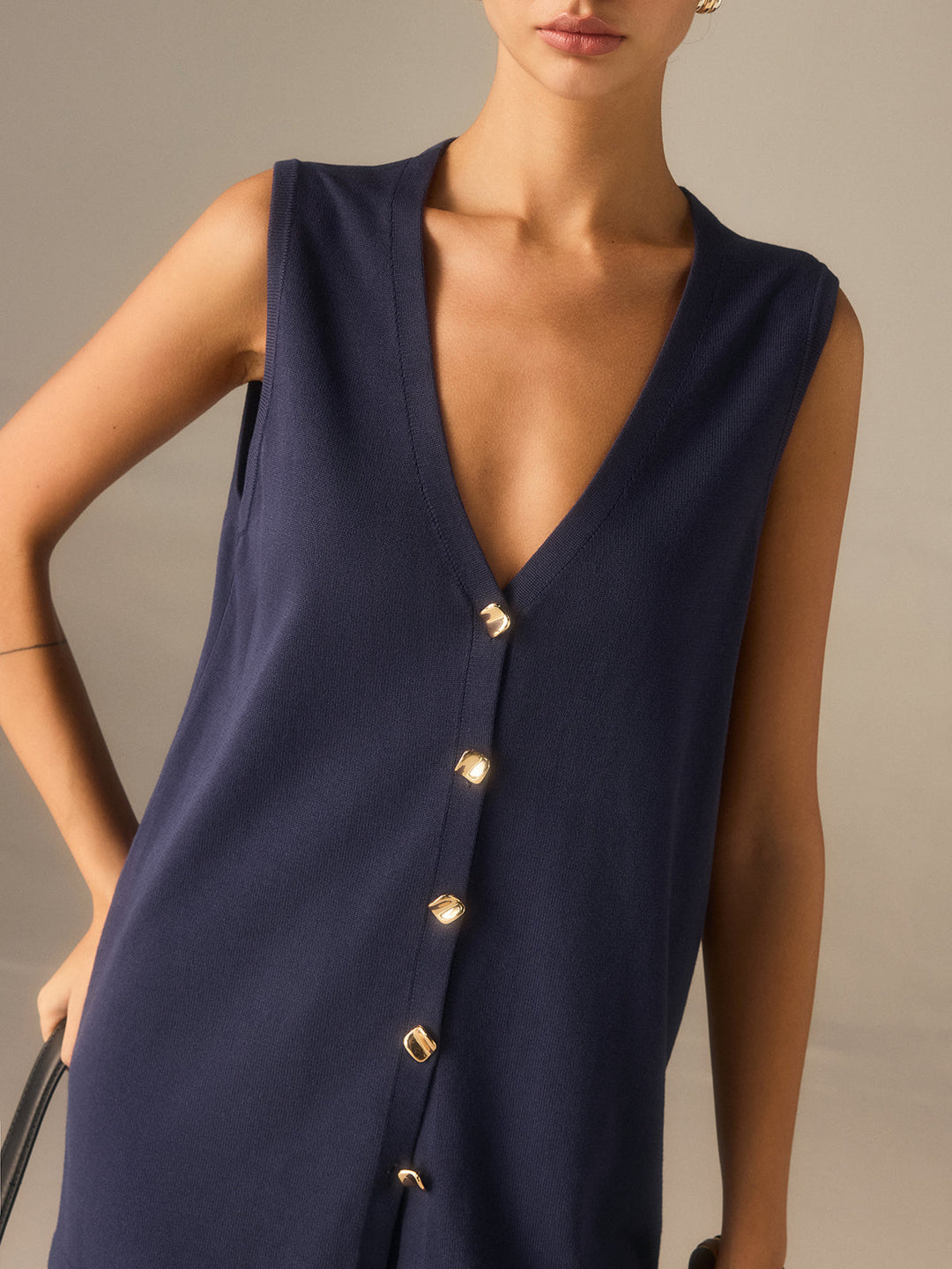 Goldie Button Knit Vest and Pants Set
