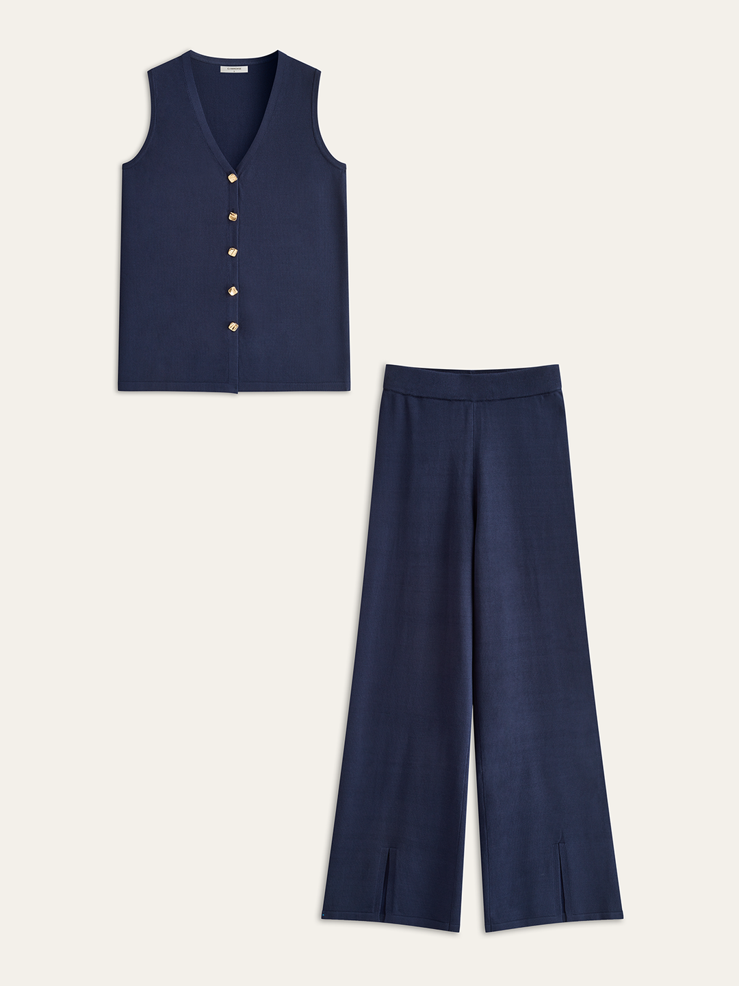Goldie Button Knit Vest and Pants Set