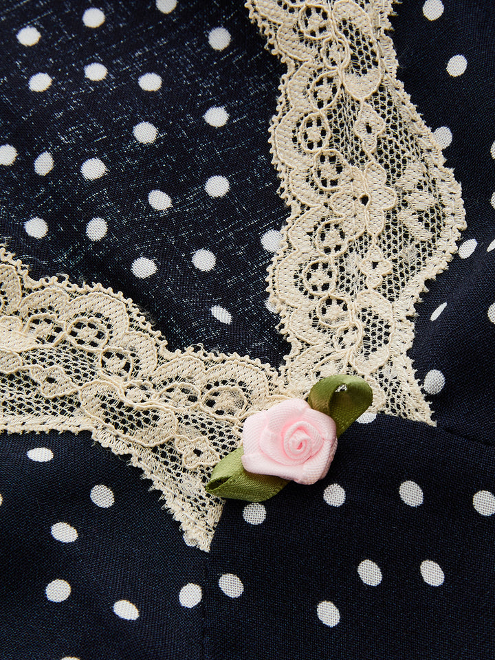Rosie Polka Dot Lace Trim Mini Dress