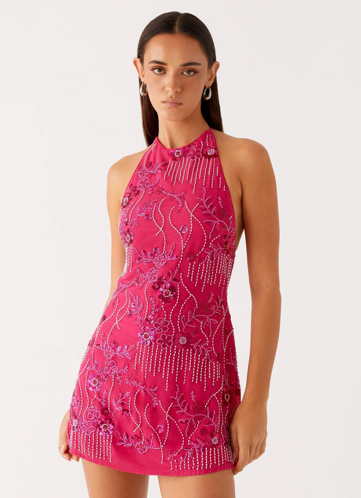 Bianca Floral Embellished Mini Dress