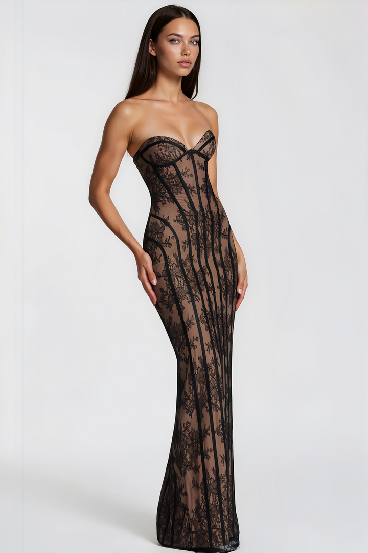 Ursula Floral Lace Off Shoulder Gown