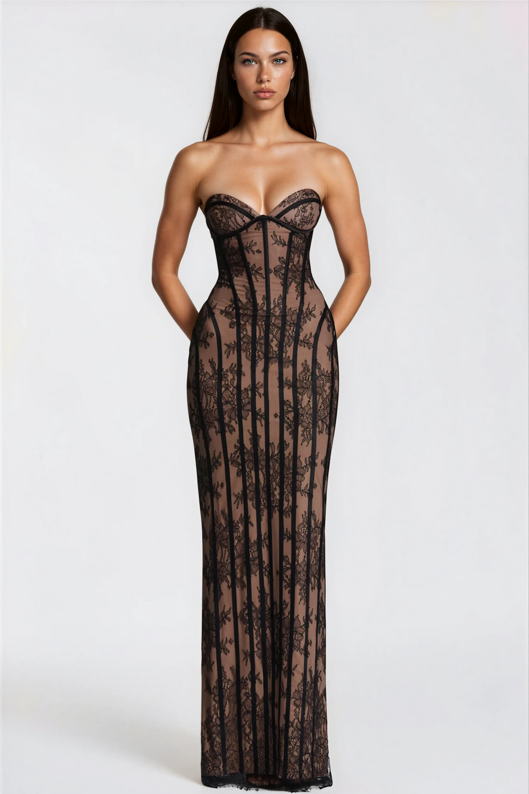 Ursula Floral Lace Off Shoulder Gown