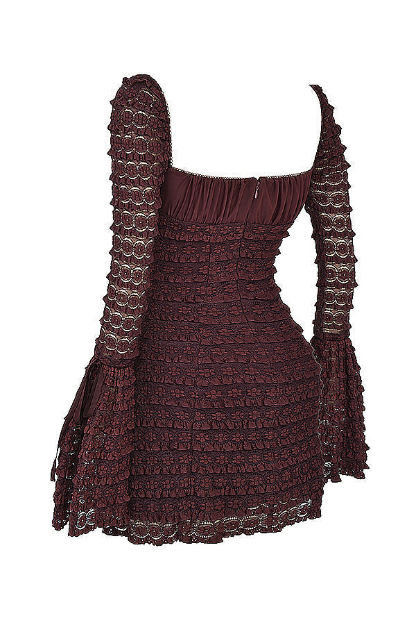 Demi Floral Lace Drawstring Bust Mini Dress