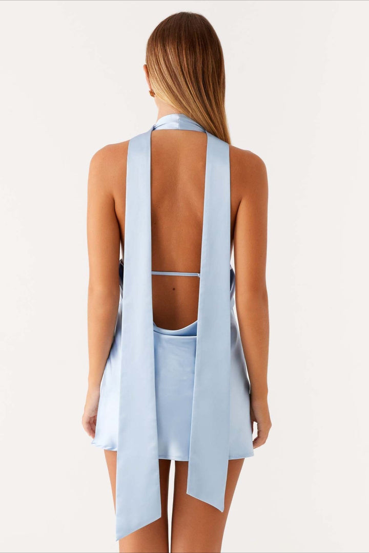 Vivienne Deep V Backless Ribbon Mini Dress