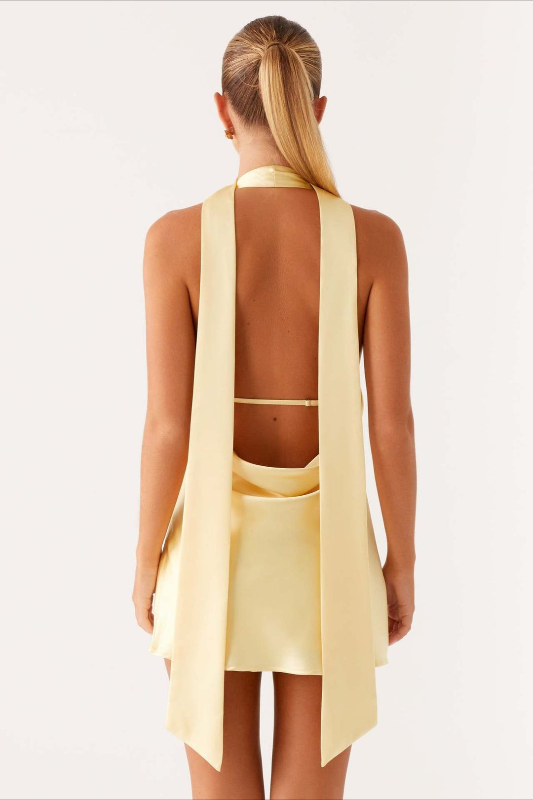 Vivienne Deep V Backless Ribbon Mini Dress