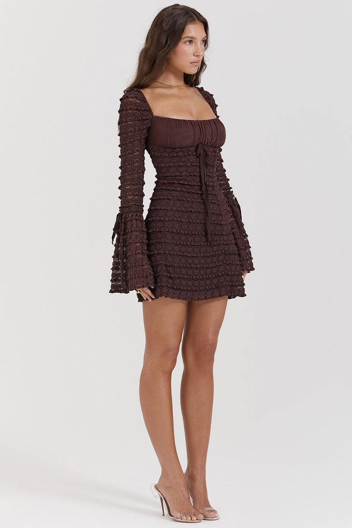Demi Floral Lace Drawstring Bust Mini Dress