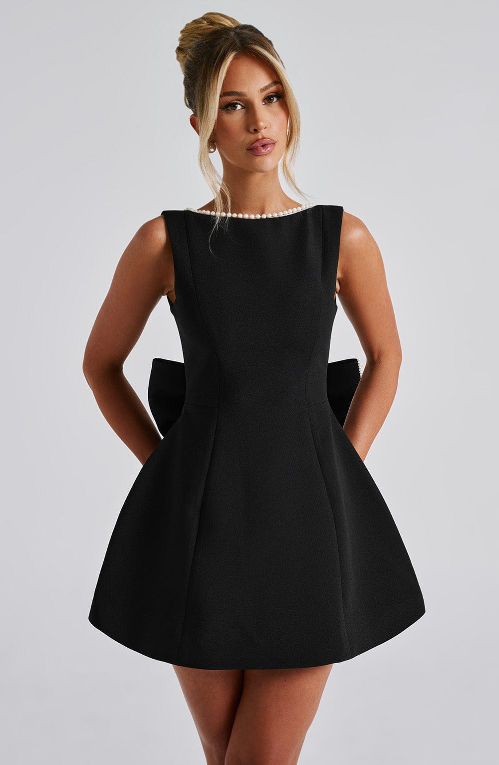 Molly Pearl Neckline Sculpted Mini Dress