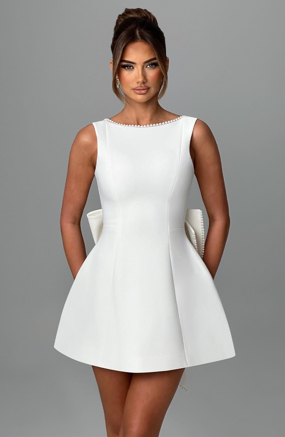 Molly Pearl Neckline Sculpted Mini Dress