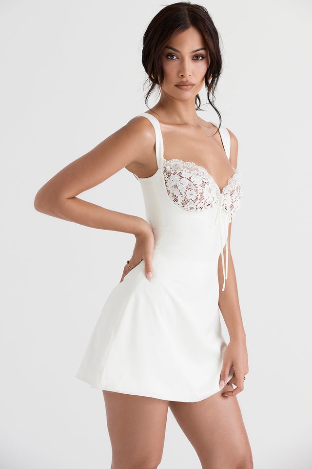Cassandra Sweetheart Lace Mini Dress