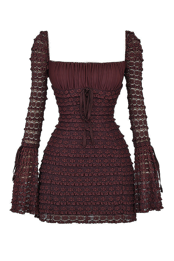 Demi Floral Lace Drawstring Bust Mini Dress