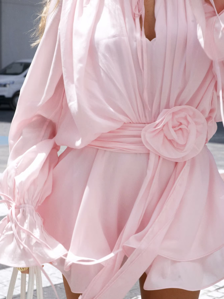 Callie Bishop Sleeve Chiffon Mini Dress