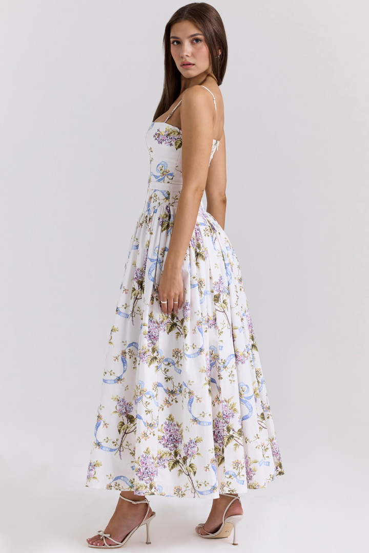 Mary Floral Print Gathered Maxi Dress
