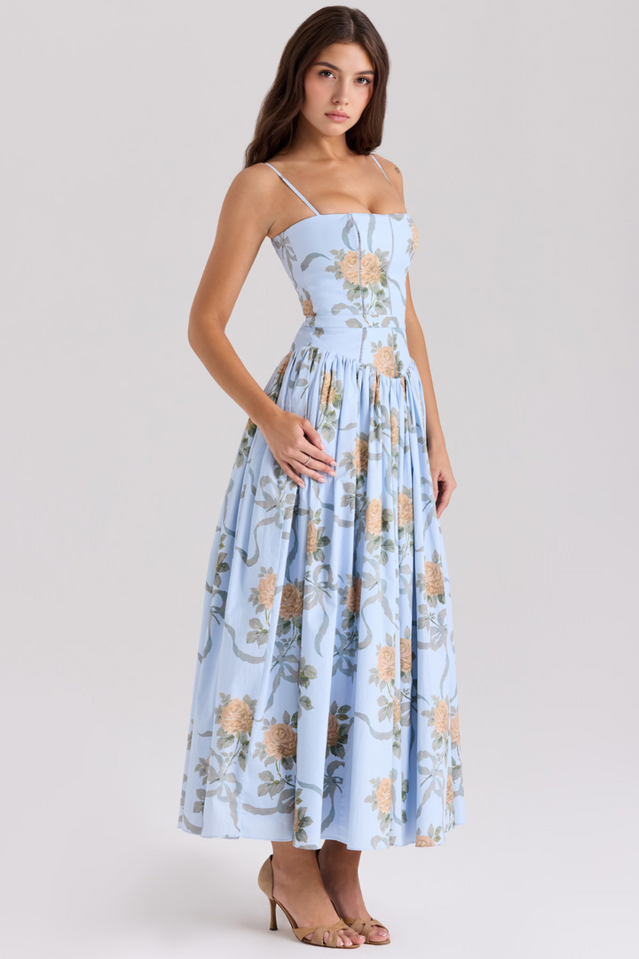 Mary Floral Print Gathered Maxi Dress