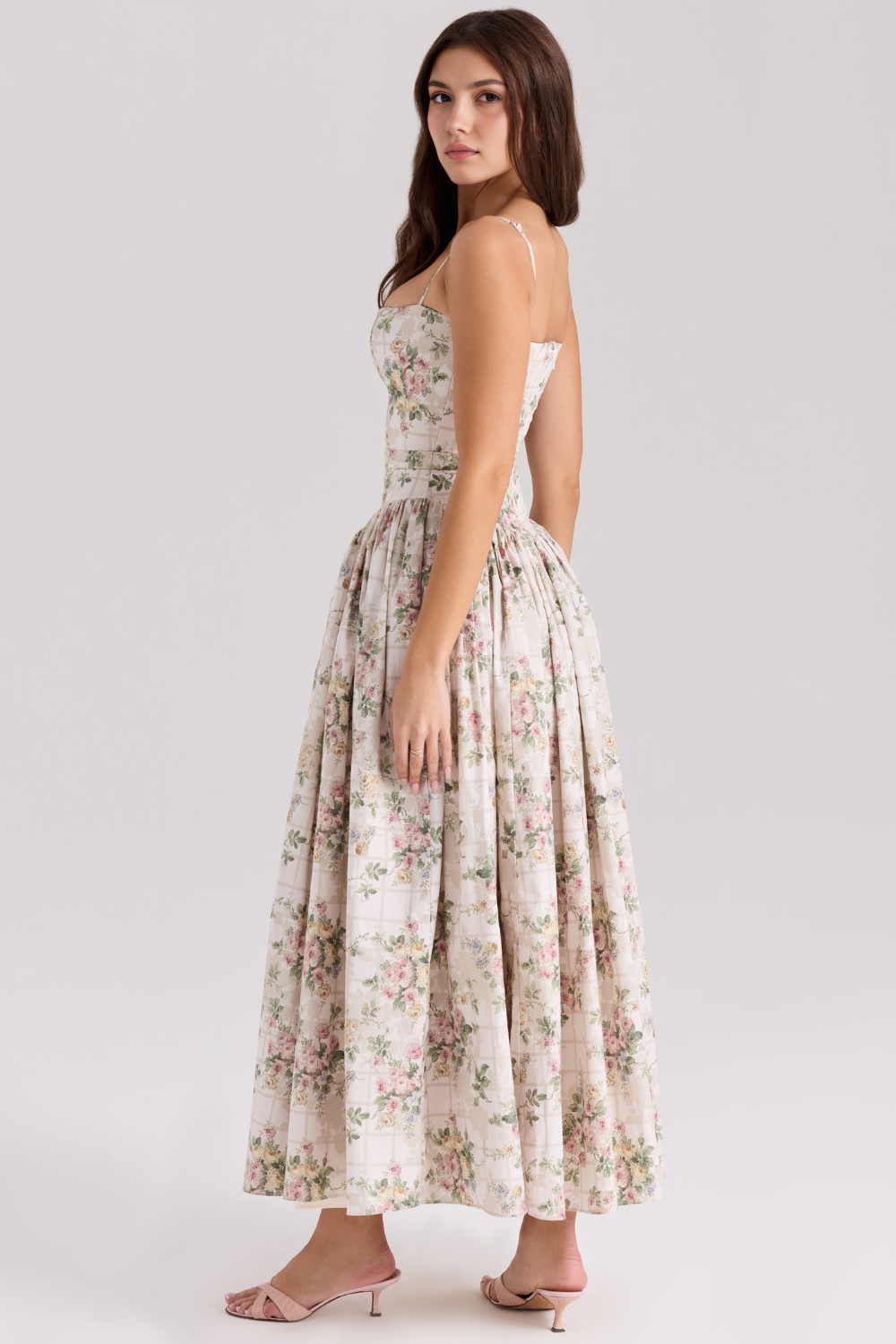 Mary Floral Print Gathered Maxi Dress