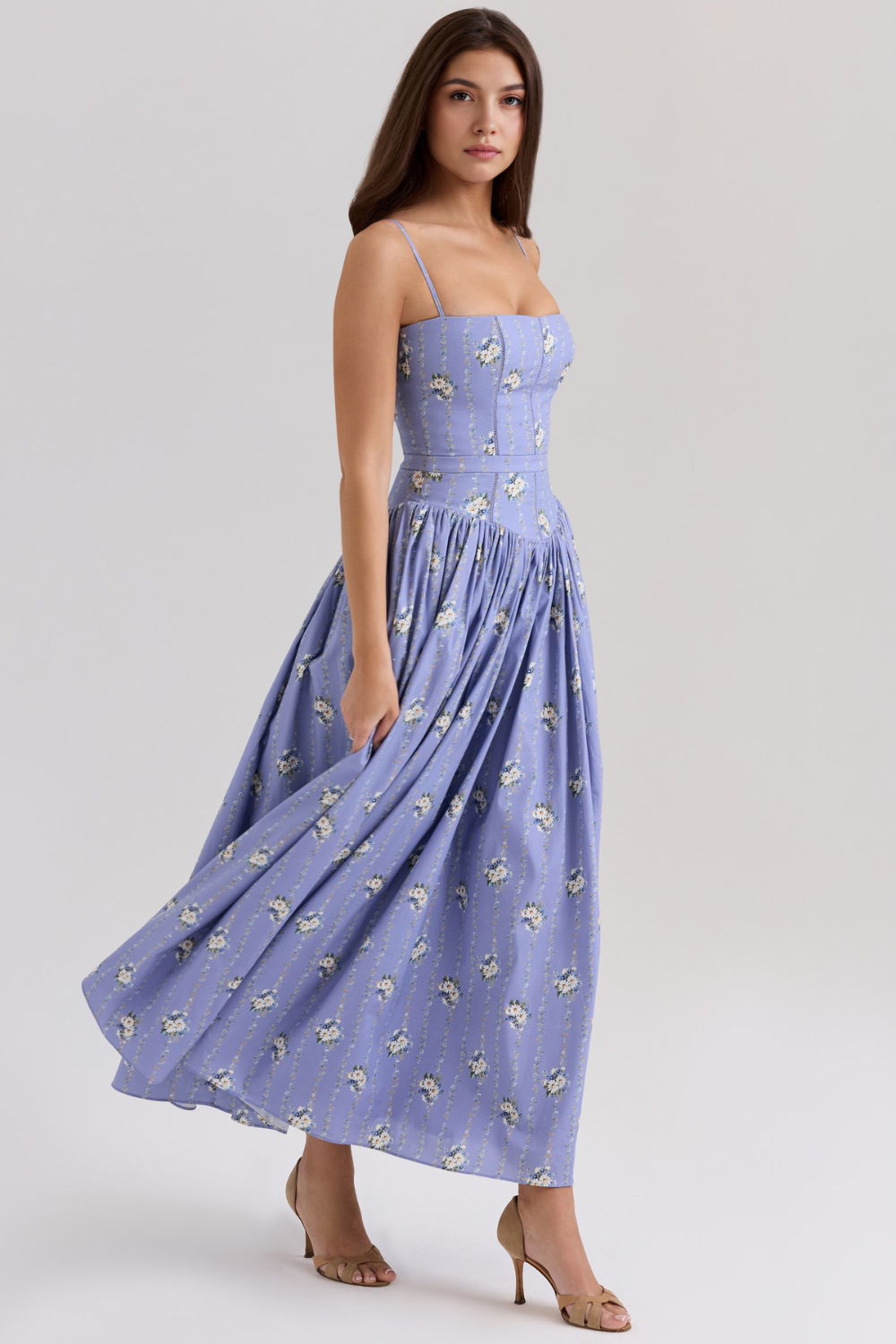 Mary Floral Print Gathered Maxi Dress